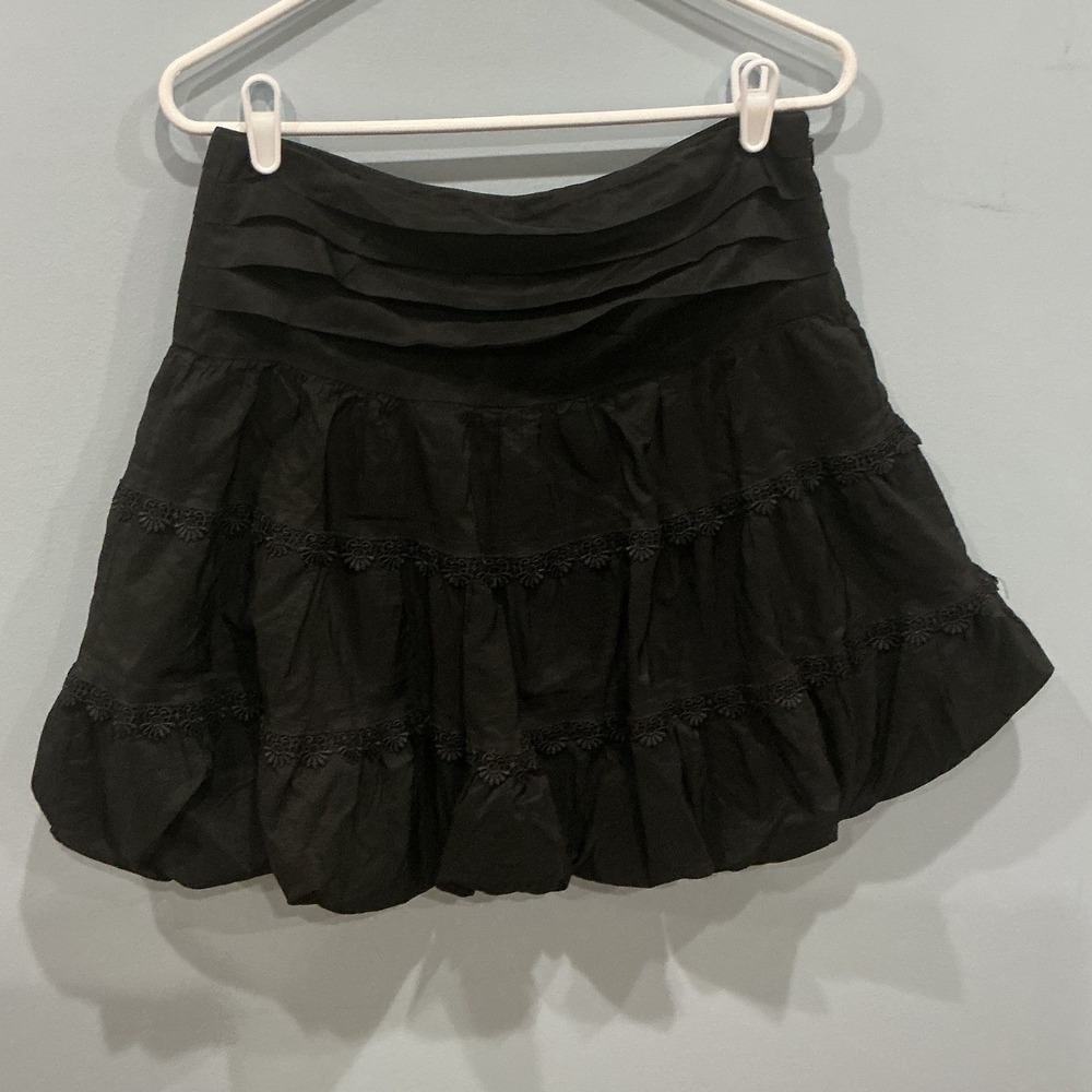 Vintage bebe Women Bubble Hem Tiered Corset Mini Skirt S Black Gothic Y2K Witchy